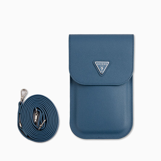 GUESS スマホポーチ PUレザー 軽量 ブルー