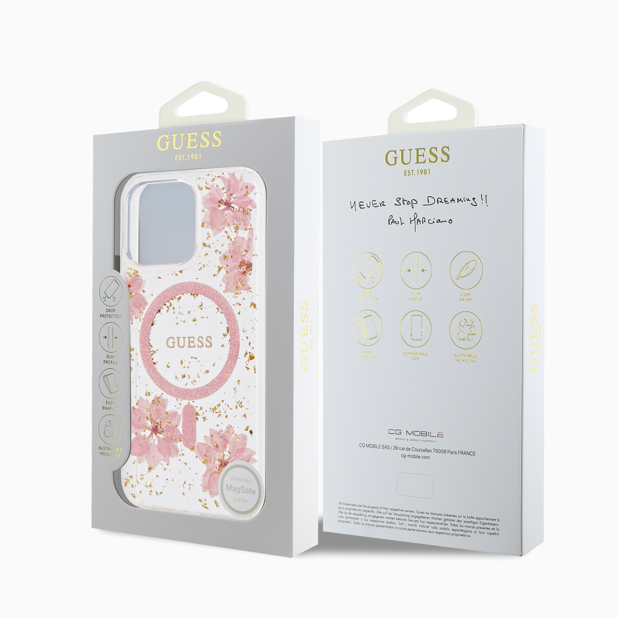 GUESS レジンフラワー グリッター ケース