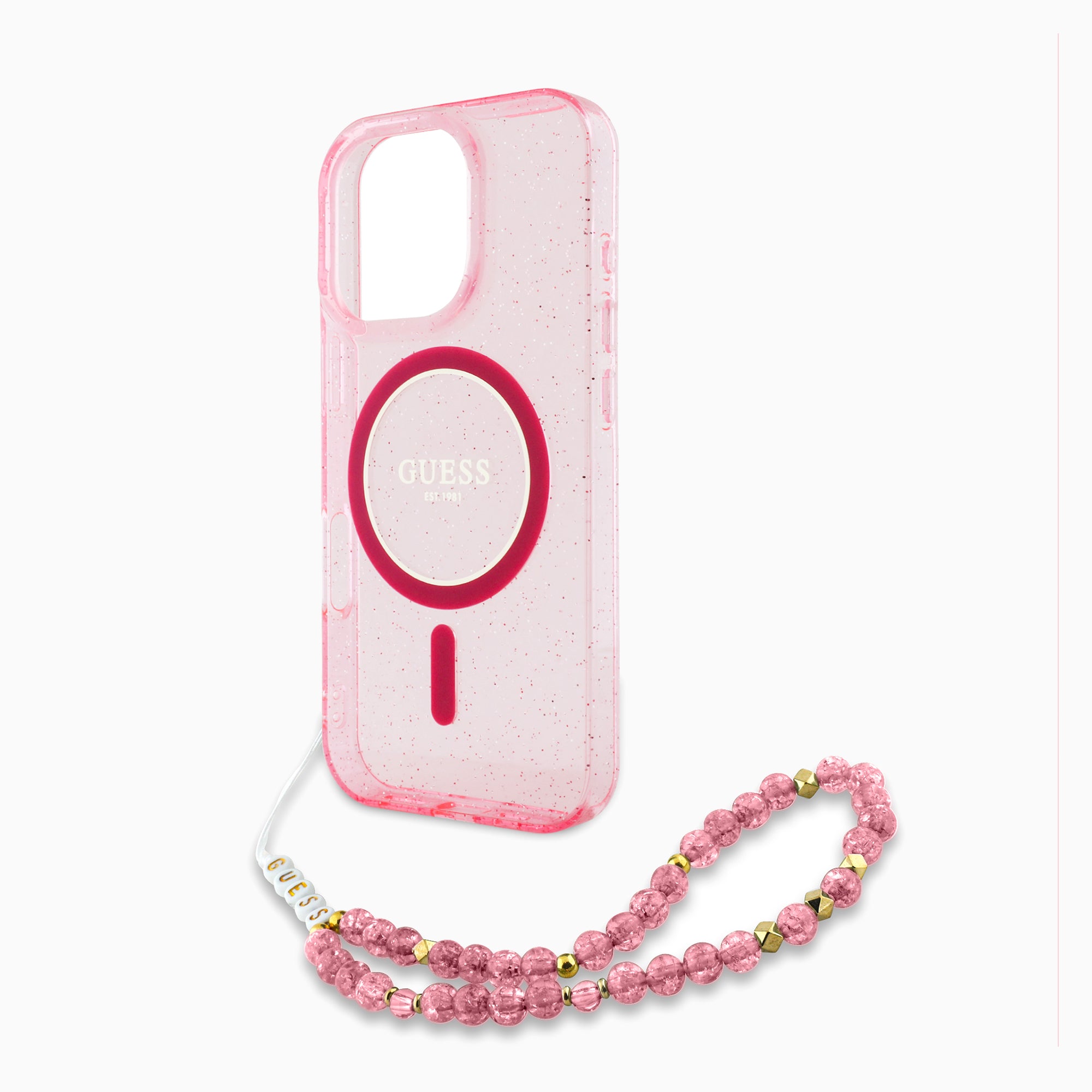 GUESS チェーン付きケース ピンク