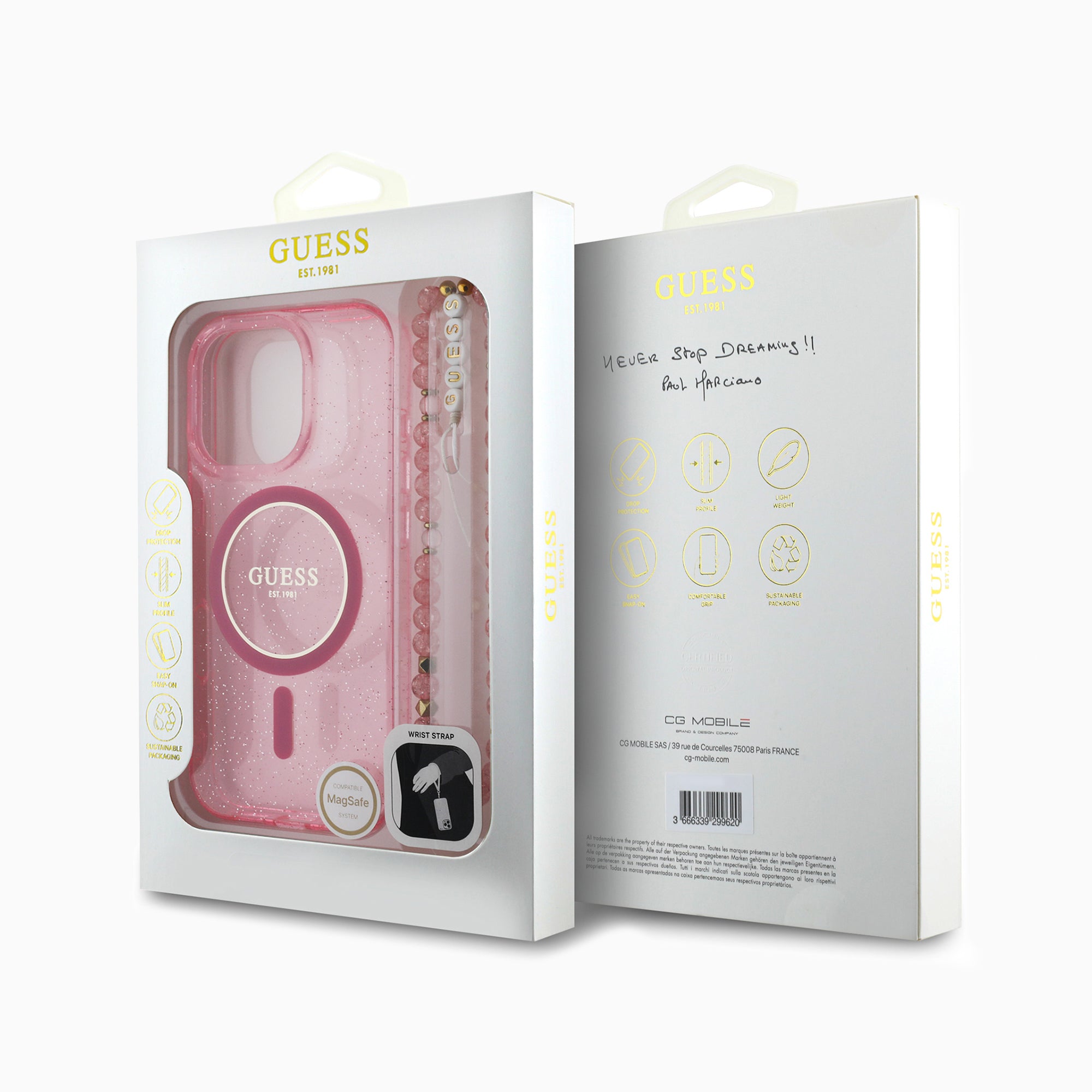 GUESS チェーン付きケース ピンク