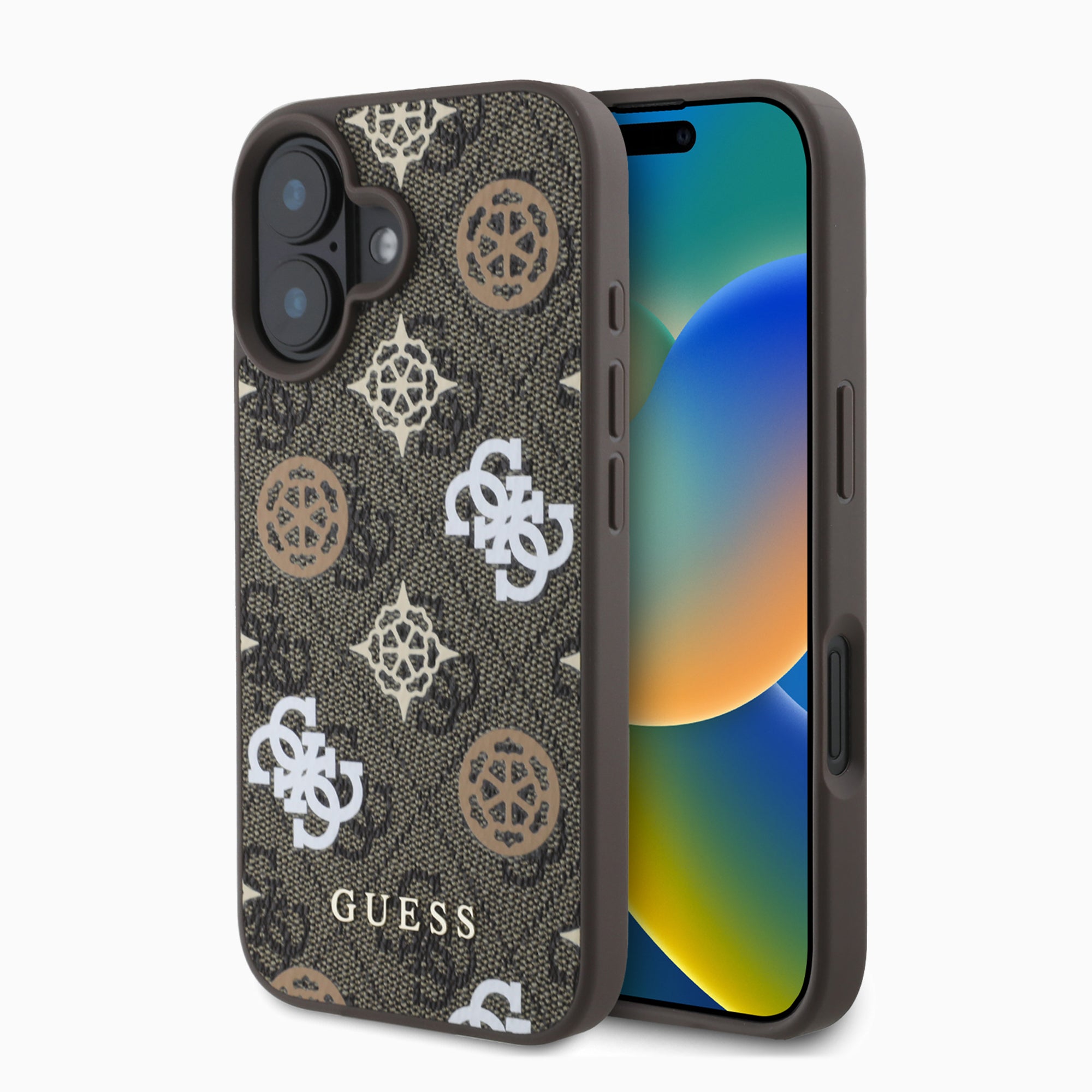 GUESS PUレザー ケース ブラウン