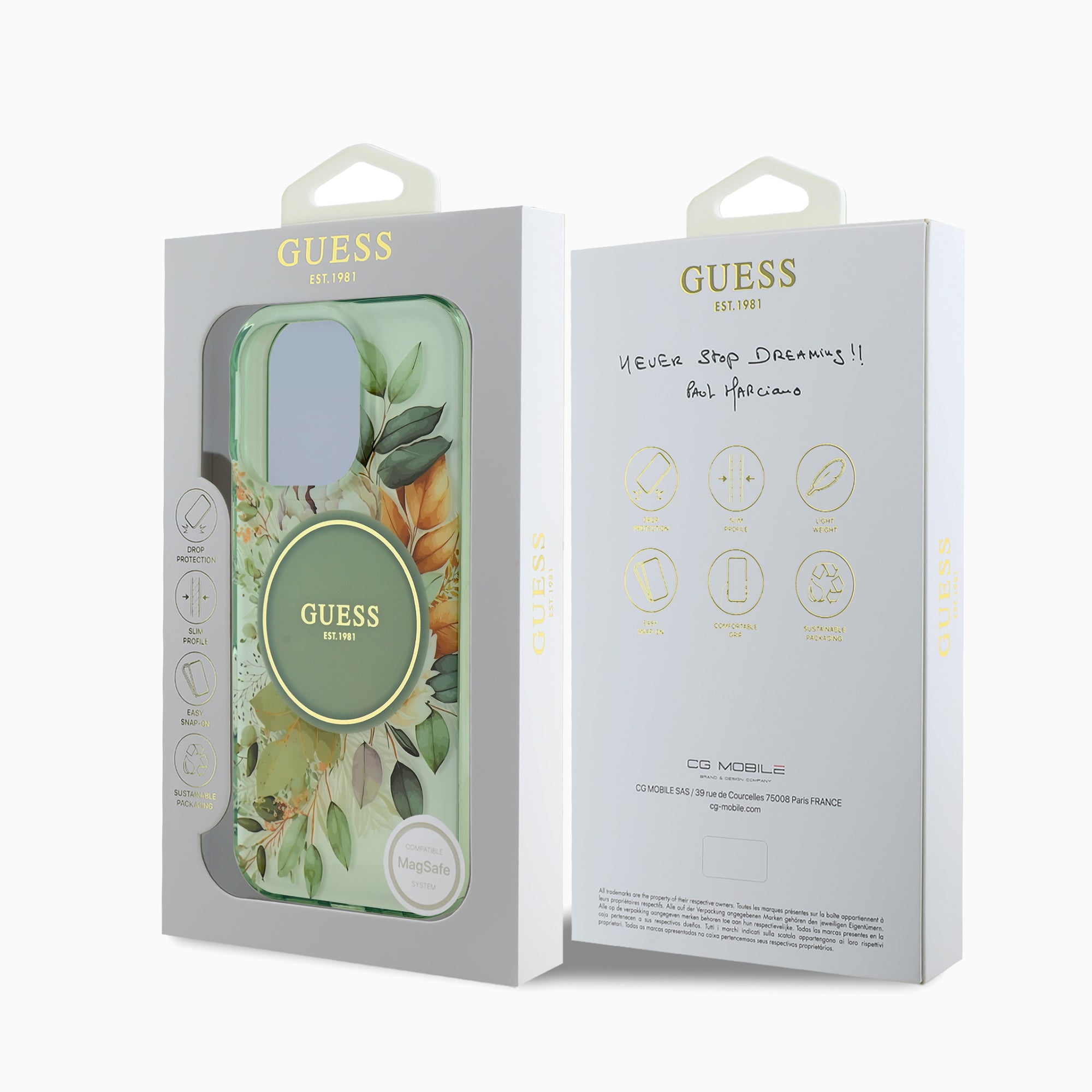 GUESS 花柄ケース グリーン