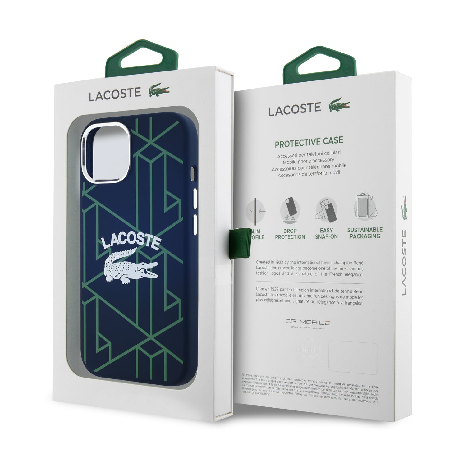 LACOSTE 液体シリコン シルバークロコロゴ-ブルー ケース