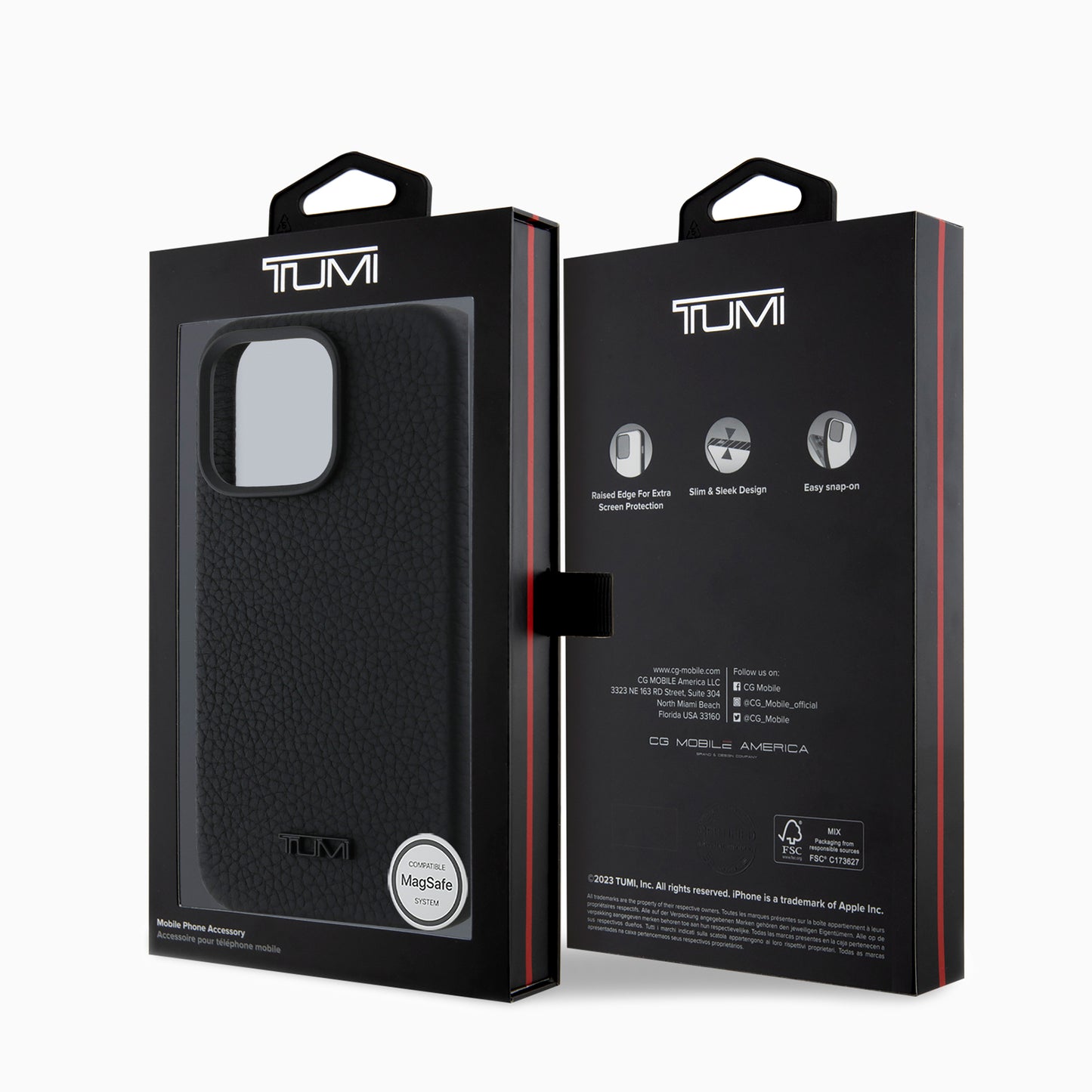 TUMI 本革ケース 高級粒目仕上げ ブラック
