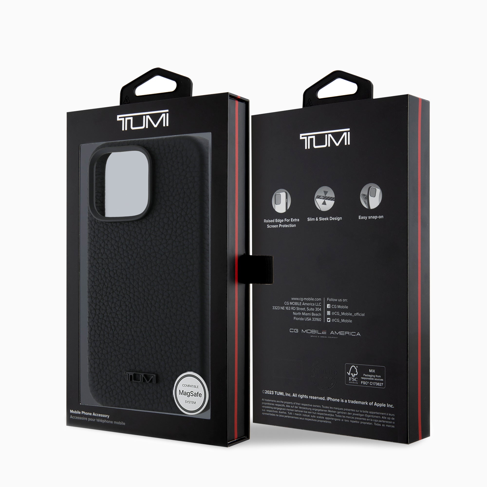 TUMI 本革ケース 高級粒目仕上げ ブラック