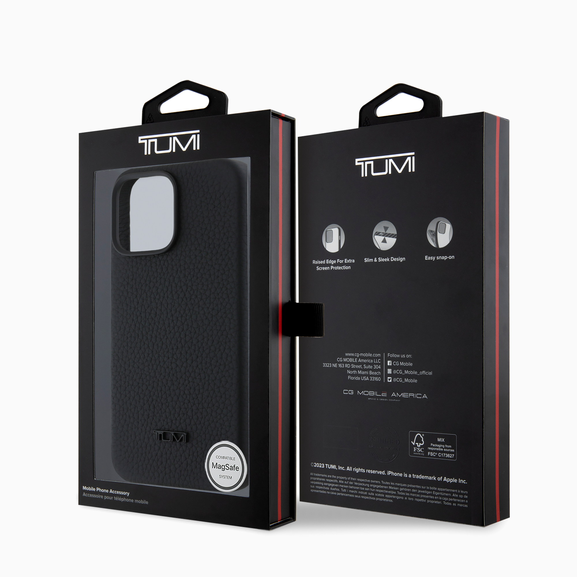 TUMI 本革ケース 高級粒目仕上げ ブラック