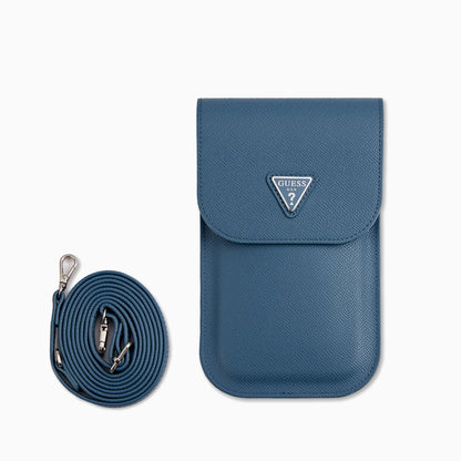GUESS スマホポーチ PUレザー 軽量 ブルー