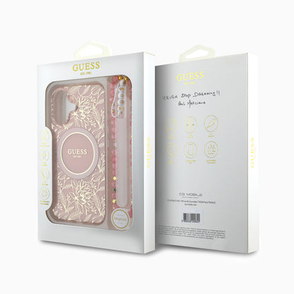 GUESS 花柄 チェーン付きケース ピンク