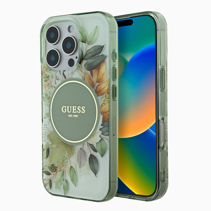 GUESS 花柄ケース グリーン