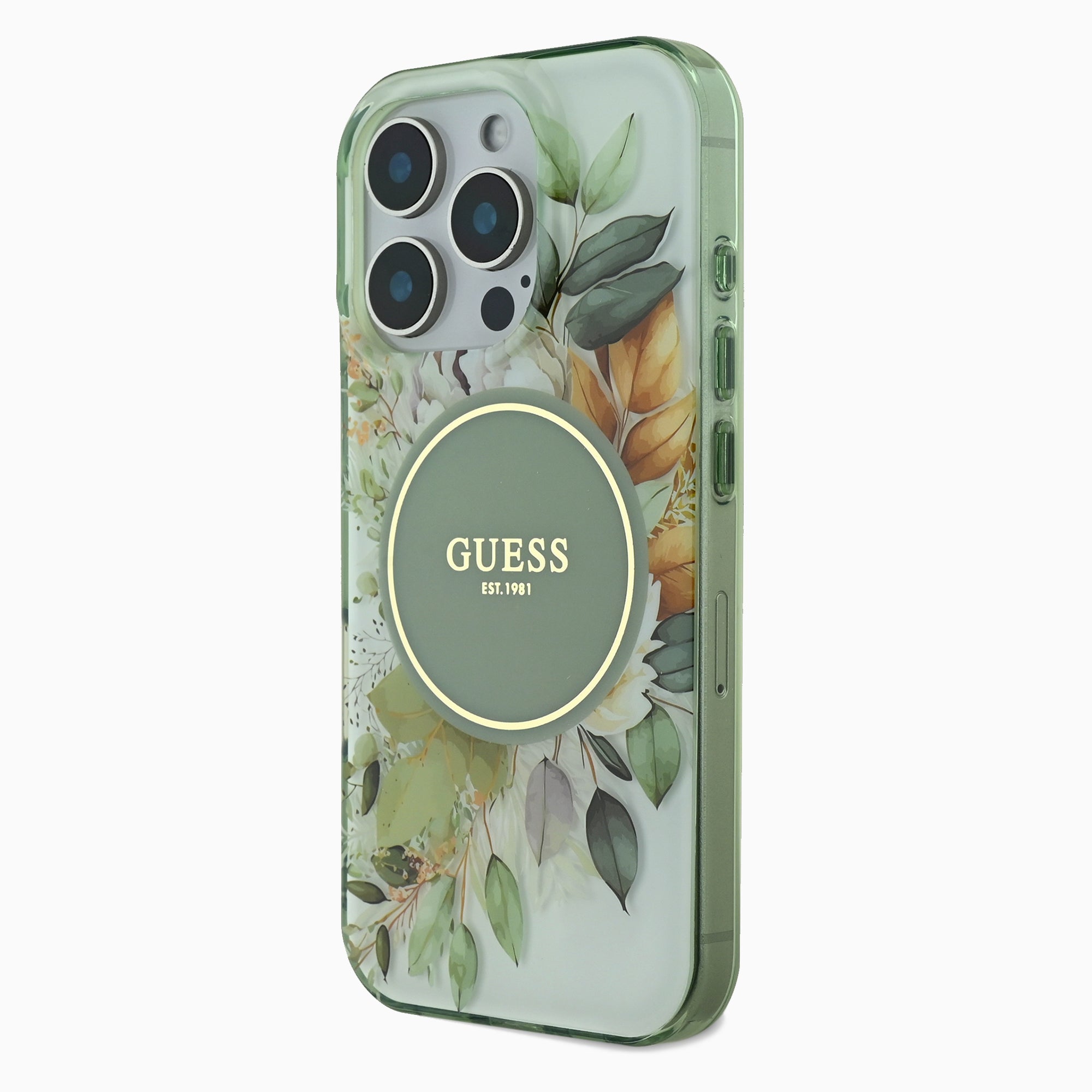 GUESS 花柄ケース グリーン