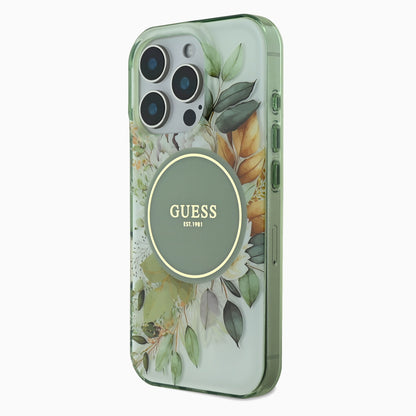 GUESS 花柄ケース グリーン