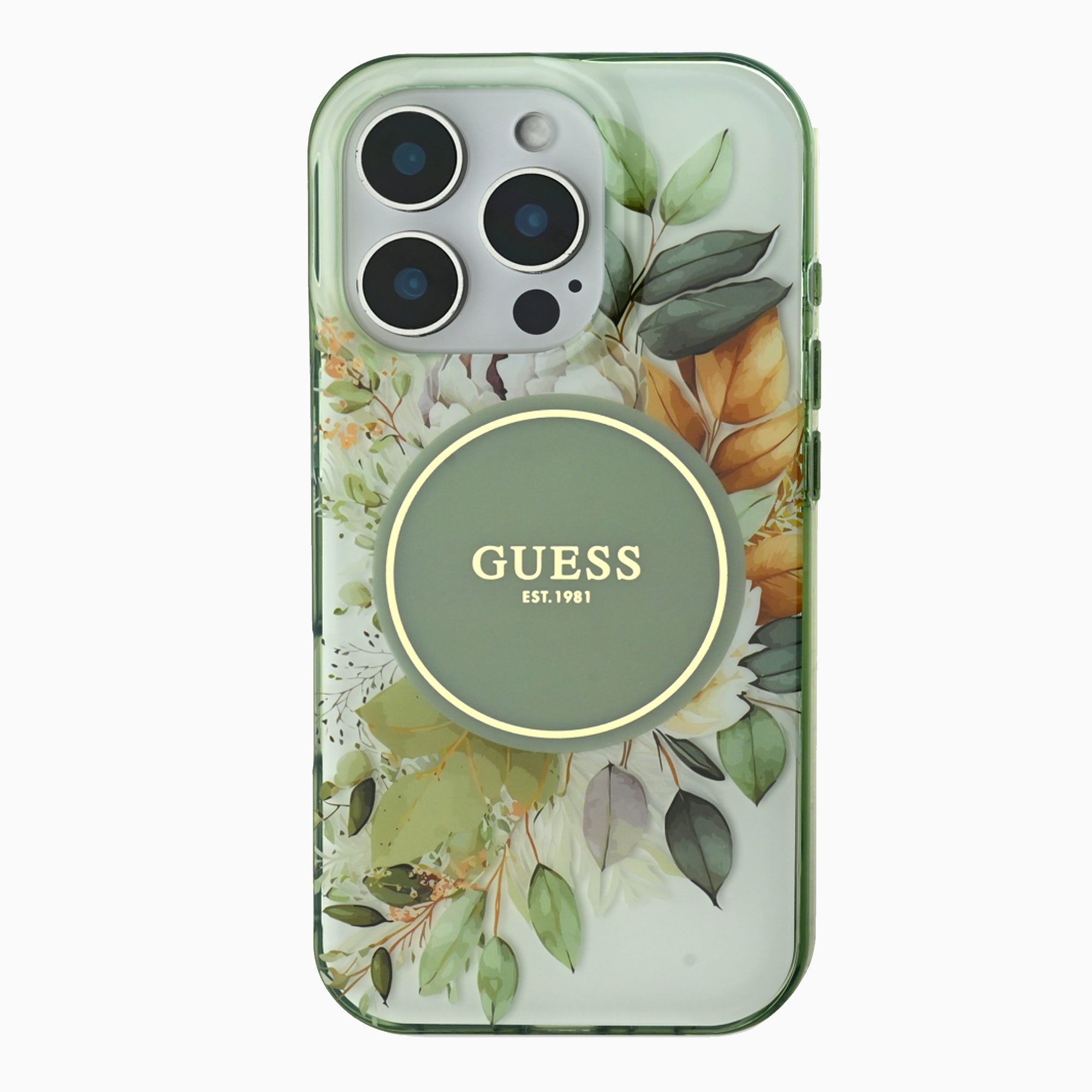 GUESS 花柄ケース グリーン