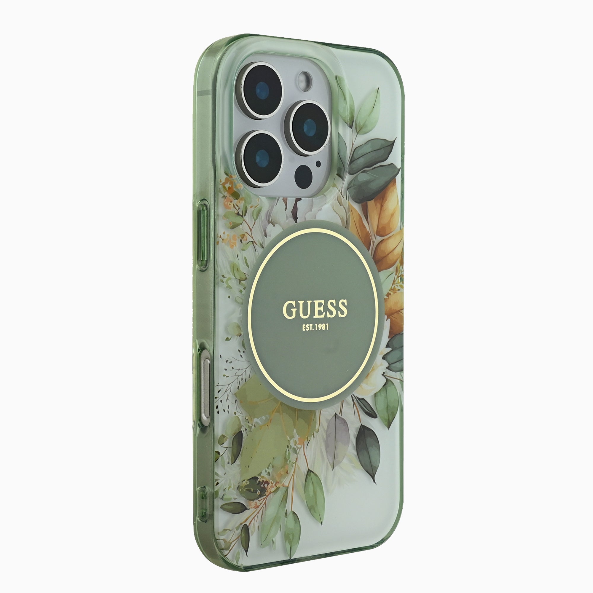GUESS 花柄ケース グリーン