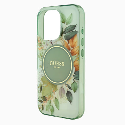 GUESS 花柄ケース グリーン
