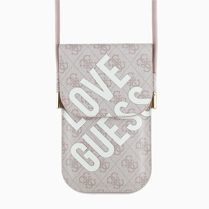 GUESS スマホポーチ PUレザー 軽量 ピンク
