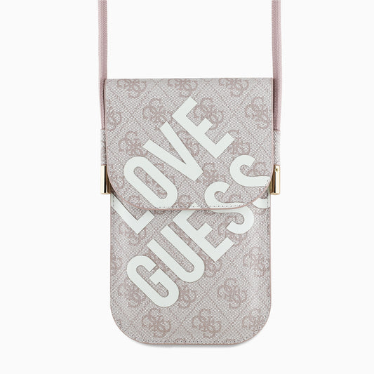 GUESS スマホポーチ PUレザー 軽量 ピンク