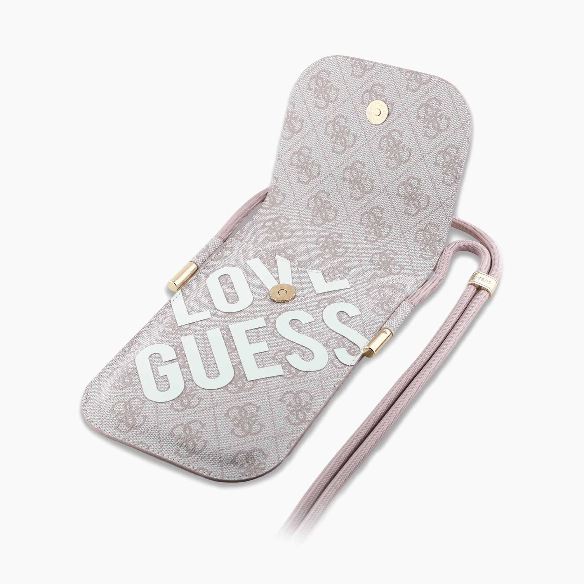 GUESS スマホポーチ PUレザー 軽量 ピンク