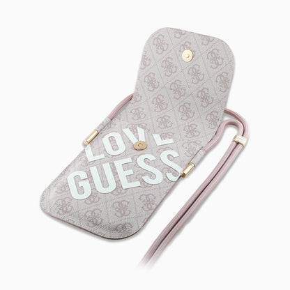 GUESS スマホポーチ PUレザー 軽量 ピンク