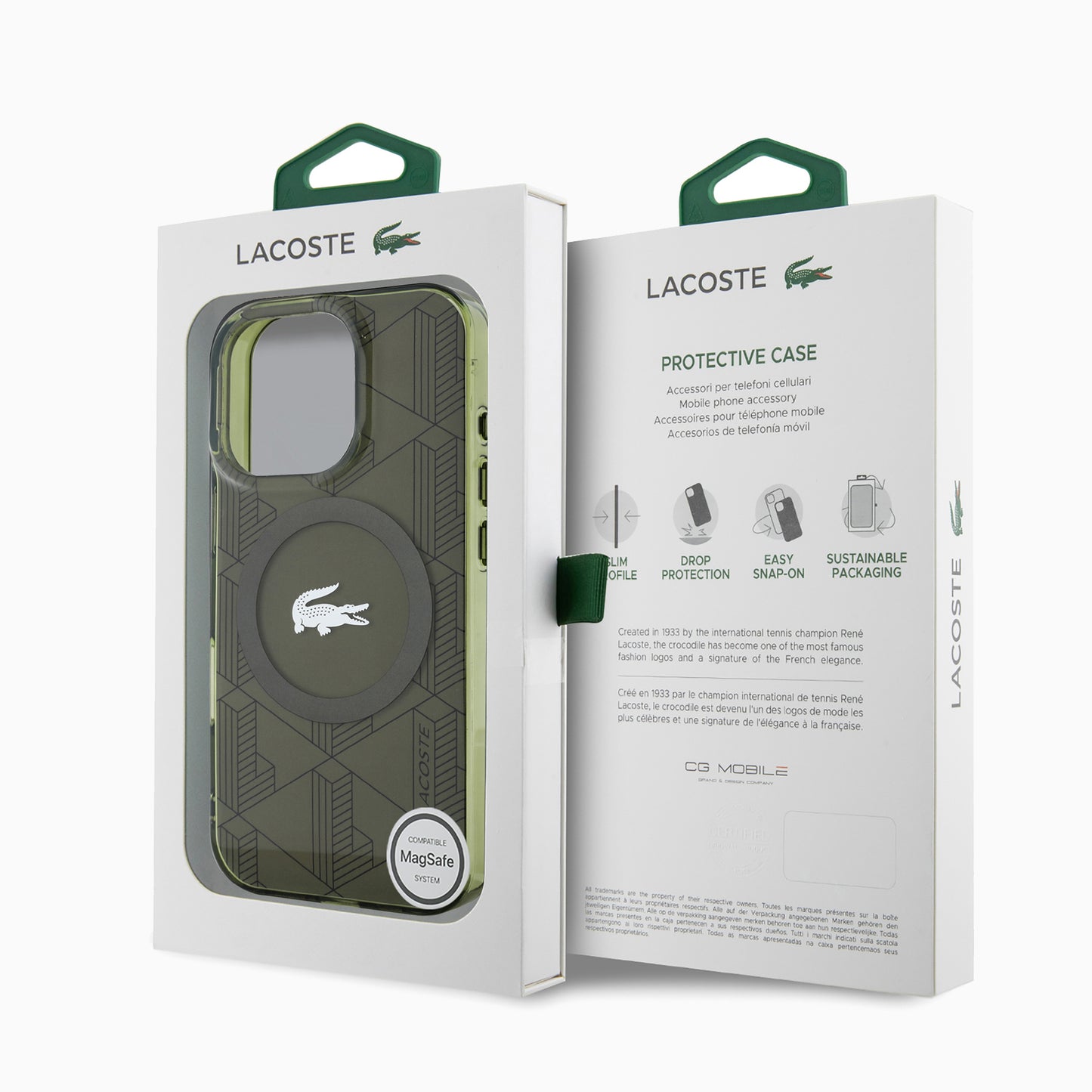 LACOSTEスマホケース#カーラー_ミリタリーグリーン