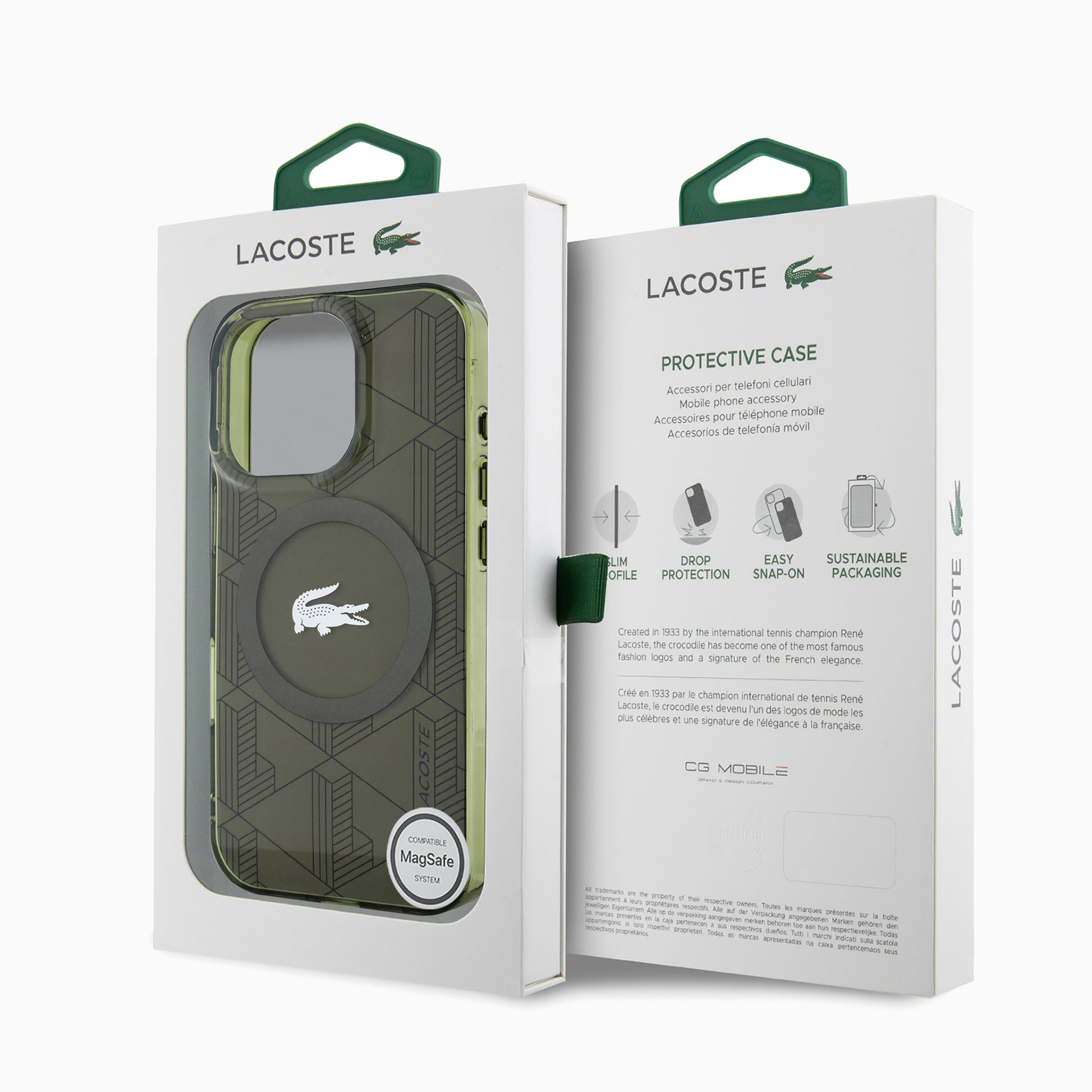 LACOSTEスマホケース#カーラー_ミリタリーグリーン