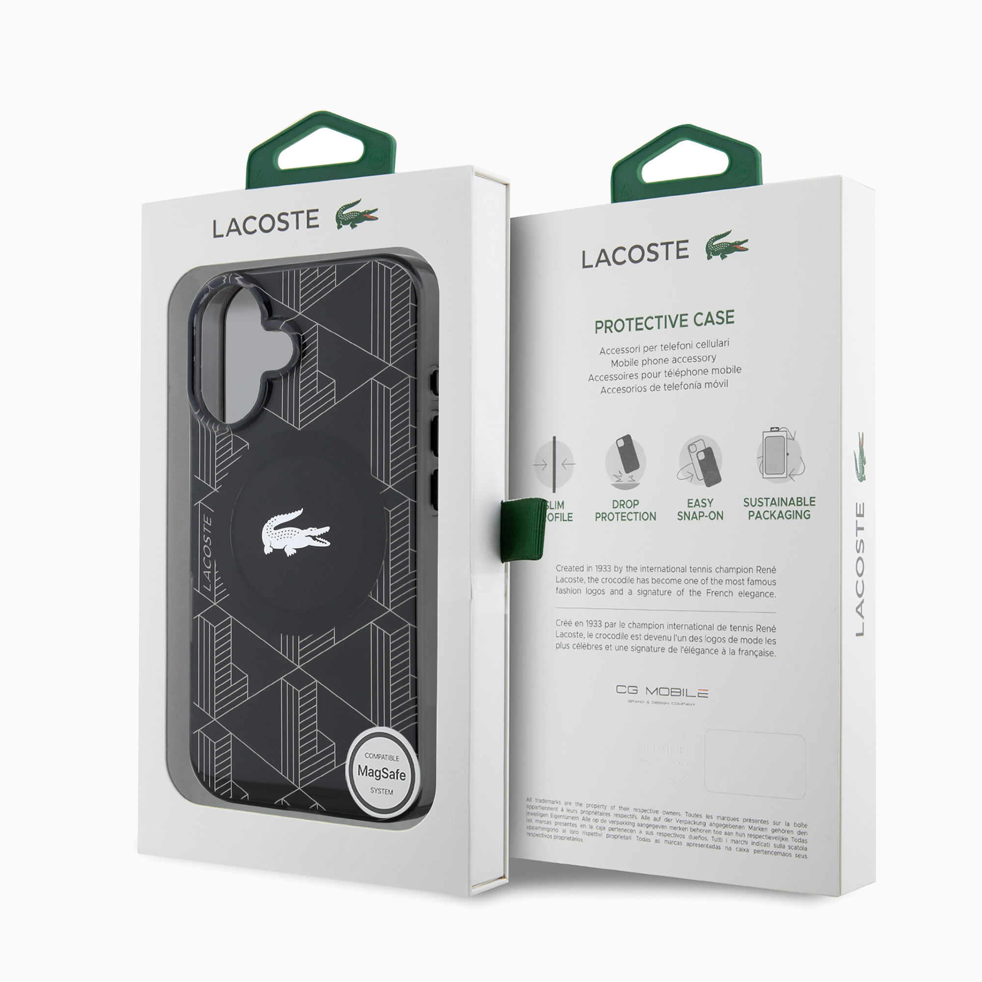 LACOSTE  モノグラム柄ケース ブラック