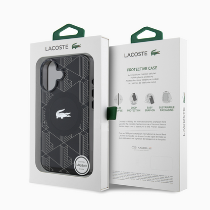 LACOSTE  モノグラム柄ケース ブラック